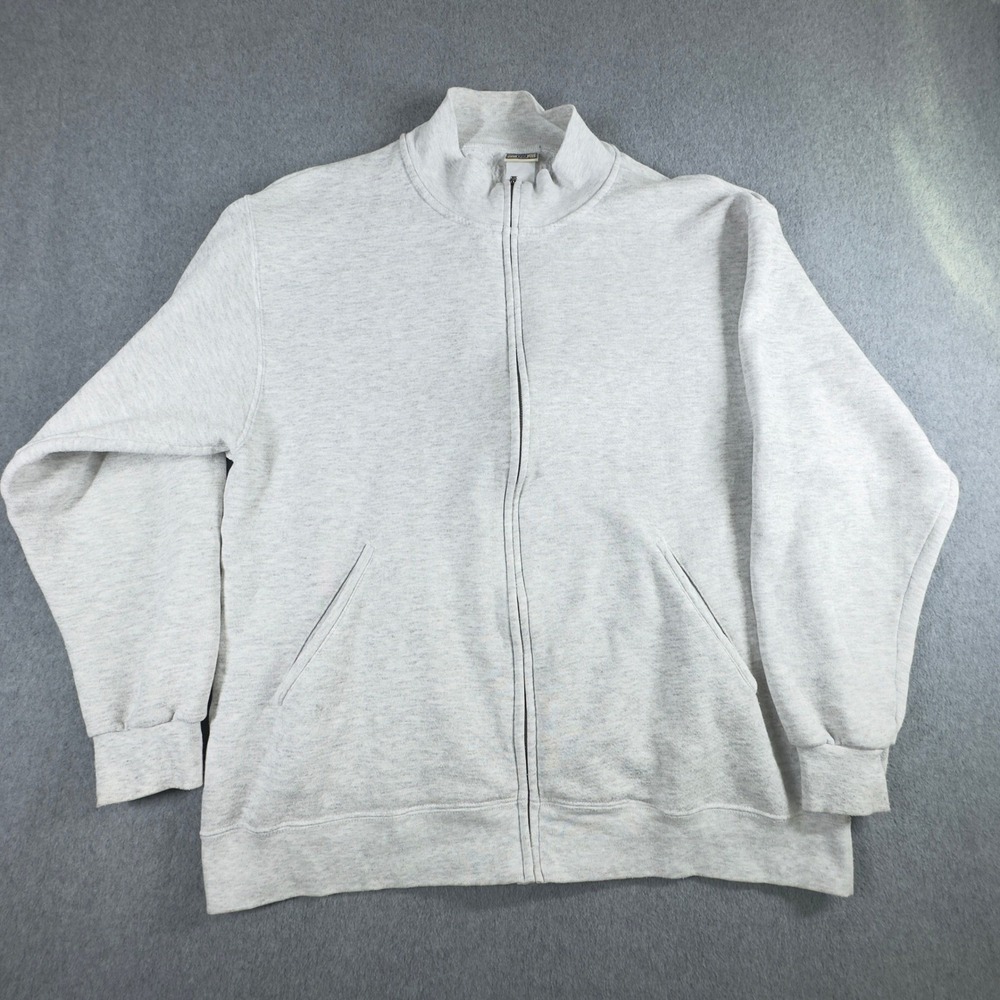 Vintage Lee Heavyweight Sweater Mens L Gray Full Zip Mock Neck Pullover